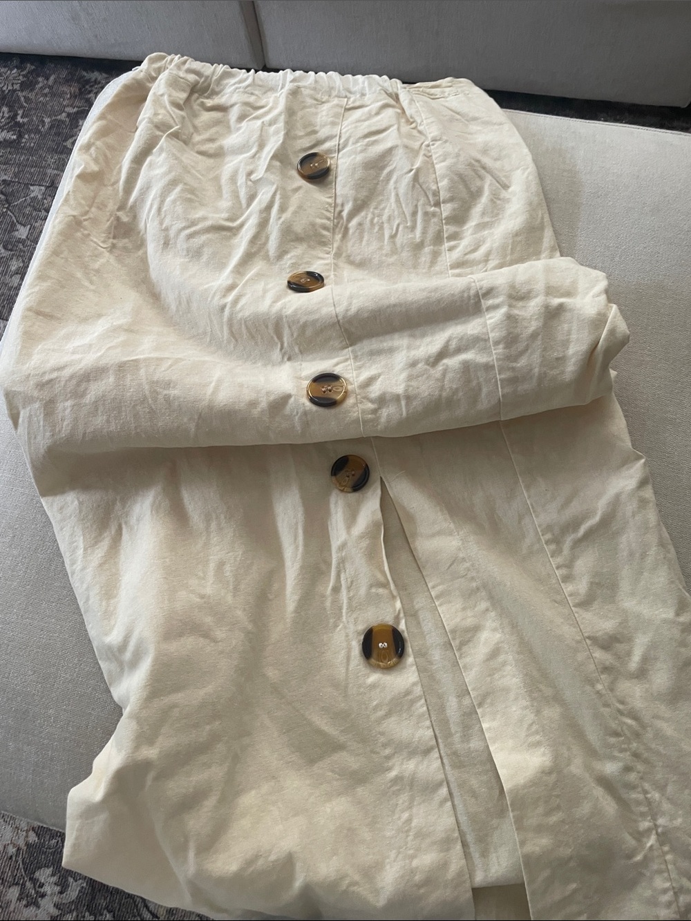 VENUS Cream Maxi Skirt with Tortoiseshell Buttons